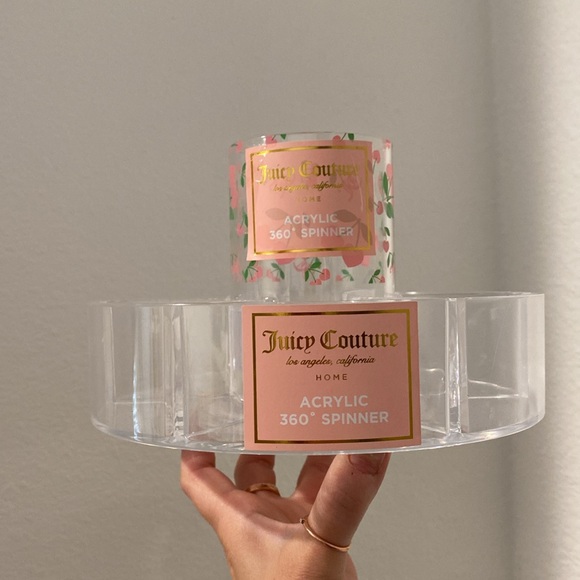 Juicy Couture Home Cherry Hearts Print Acrylic 360 Spinner Cosmetics Holder - Picture 8 of 10